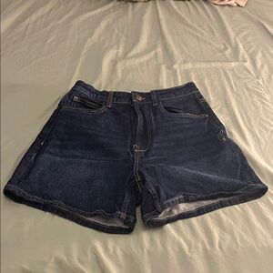 Zara Dark Blue Denim High-Rise Shorts